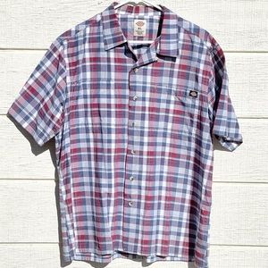 NWOT Dickies Plaid Button Down Shirt XL short sleeve